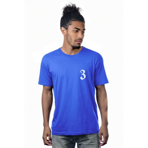 Daxton Adult Unisex Royal Tshirt Custom White Old English Numbers and Letters, Number 3, 3X-Large