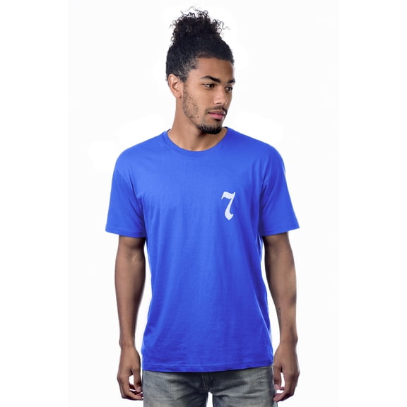 Daxton Adult Unisex Royal Tshirt Custom White Old English Numbers and Letters, Number 7, Medium