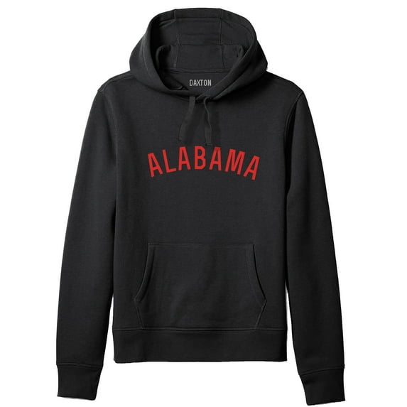 Daxton Adult Unisex Soft Pullover USA Cities States Comfort Hoodie Fleece Sweatshirt, Alabama Black Red, XS