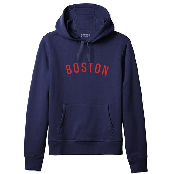 Daxton Adult Unisex Soft Pullover USA Cities States Comfort Hoodie Fleece Sweatshirt, Boston Navy Red, S
