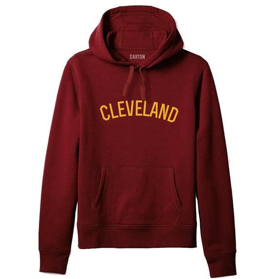 Daxton Adult Unisex Soft Pullover USA Cities States Comfort Hoodie Fleece Sweatshirt, Cleveland Burgundy Gold, 2XL