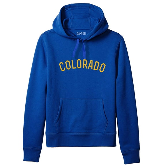 Daxton Adult Unisex Soft Pullover USA Cities States Comfort Hoodie Fleece Sweatshirt, Colorado Royal Gold, S