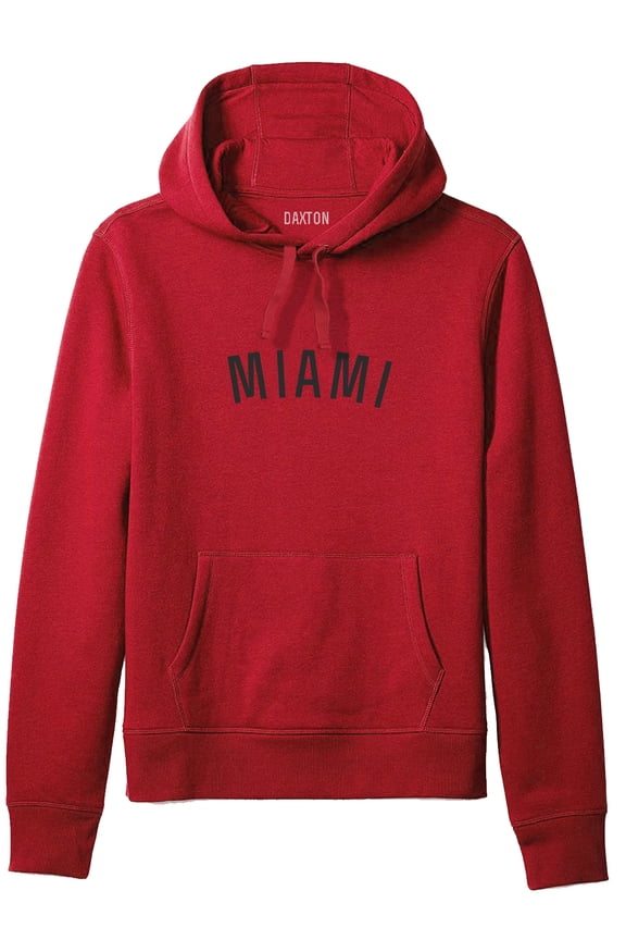 Adult Unisex Soft Pullover USA Cities States Comfort Hoodie Fleece Sweatshirt, Miami Red Black, S