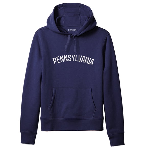 Daxton Adult Unisex Soft Pullover USA Cities States Comfort Hoodie Fleece Sweatshirt, Pennsylvania Navy White, L