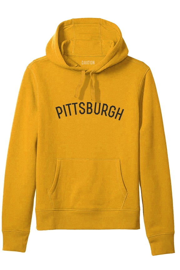 Adult Unisex Soft Pullover USA Cities States Comfort Hoodie Fleece Sweatshirt, Pittsburgh Gold Black, 3XL