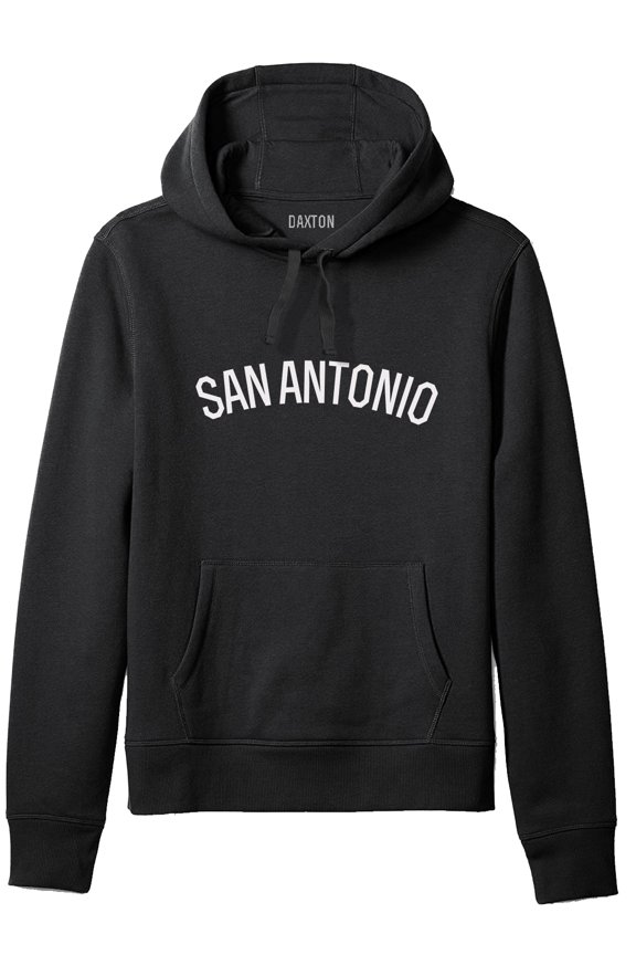 Adult Unisex Soft Pullover USA Cities States Comfort Hoodie Fleece Sweatshirt, San Antonio Black White, L