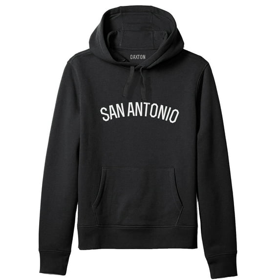 Daxton Adult Unisex Soft Pullover USA Cities States Comfort Hoodie Fleece Sweatshirt, San Antonio Black White, XS