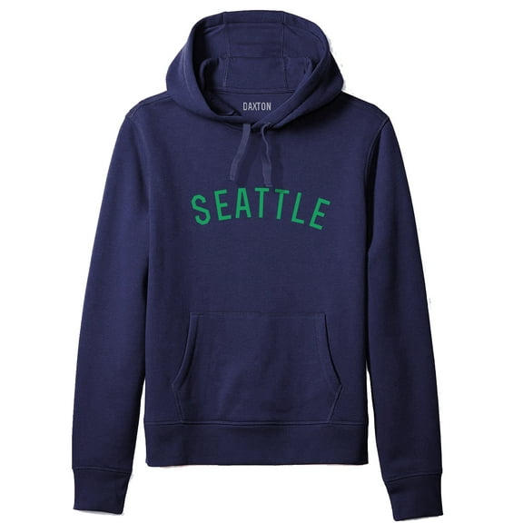Daxton Adult Unisex Soft Pullover USA Cities States Comfort Hoodie Fleece Sweatshirt, Seattle Navy Green, L