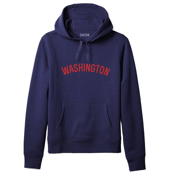 Daxton Adult Unisex Soft Pullover USA Cities States Comfort Hoodie Fleece Sweatshirt, Washington Navy Red, L