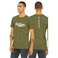 thumbnail image 1 of Daxton Adult Unisex Tshirt Alabama Script with a Vertical in the Middle Back, Olive White, X-Small, 1 of 3