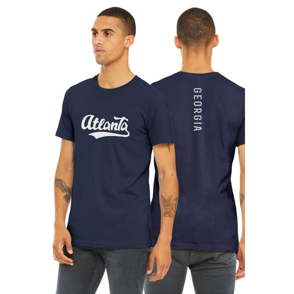 Daxton Adult Unisex Tshirt Atlanta Script with Georgia Vertical on the Back, Navy Red, 3XL