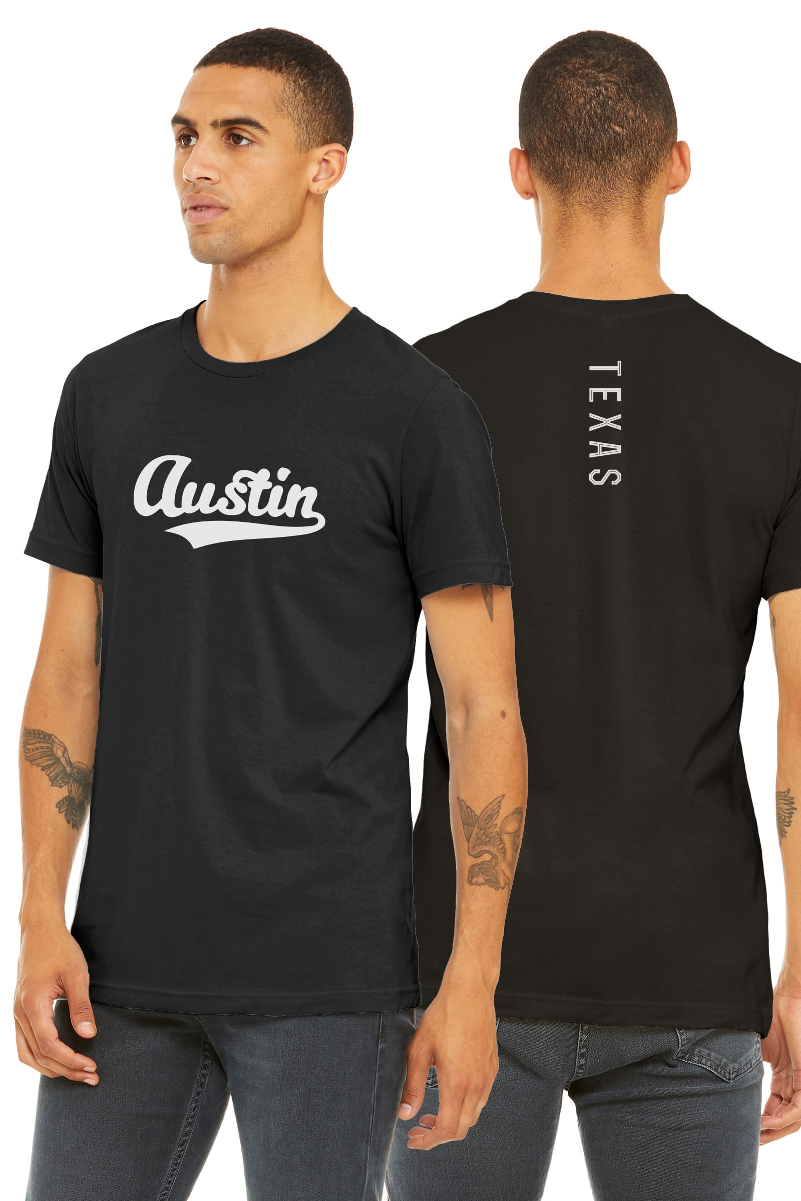 Daxton Adult Unisex Tshirt Austin Script with Texas Vertical on the ...