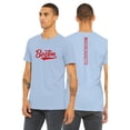 thumbnail image 1 of Daxton Adult Unisex Tshirt Boston Script with Massachusett Vertical on the Back, LtBlue Red, 2XL, 1 of 3