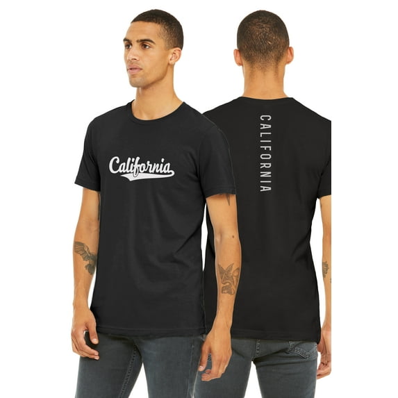 Daxton Adult Unisex Tshirt California Script with Vertical on the Back, Black White, XL