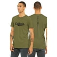 thumbnail image 1 of Daxton Adult Unisex Tshirt California Script with Vertical on the Back, Olive Black, M, 1 of 3