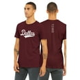 thumbnail image 1 of Daxton Adult Unisex Tshirt Dallas Script with Texas Vertical on the Back, Burgundy White, L, 1 of 3