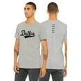 thumbnail image 1 of Daxton Adult Unisex Tshirt Dallas Script with Texas Vertical on the Back, Heather Gray Black, L, 1 of 3