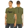thumbnail image 1 of Daxton Adult Unisex Tshirt Detroit Script with Michigan Vertical on the Back, Olive Black, XL, 1 of 3