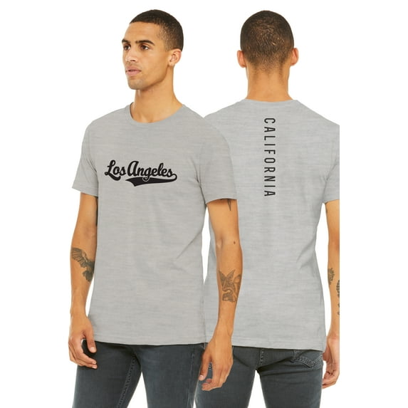 Daxton Adult Unisex Tshirt Los Angeles Script with California Vertical on the Back, Hgray Black, L