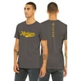 thumbnail image 1 of Daxton Adult Unisex Tshirt Michigan Script with Vertical on the Back, Charcoal Gold, S, 1 of 3