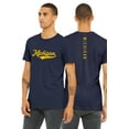 thumbnail image 1 of Daxton Adult Unisex Tshirt Michigan Script with Vertical on the Back, Navy Gold, XL, 1 of 3