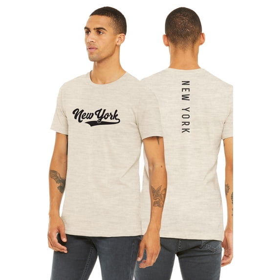 Daxton Adult Unisex Tshirt New York Script with Vertical on the Back, Oat Black, XL
