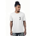 thumbnail image 1 of Daxton Adult Unisex White Tshirt Custom Black Old English Numbers and Letters, Letter J, 2X-Large, 1 of 2