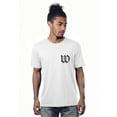 thumbnail image 1 of Daxton Adult Unisex White Tshirt Custom Black Old English Numbers and Letters, Letter W, Large, 1 of 2