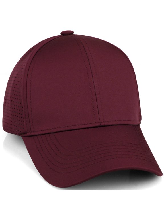 Air Cool Tech Hat Ventilated Micro Holes Structured High Profile Baseball Cap, Burgundy