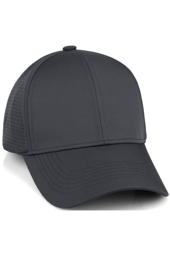 Air Cool Tech Hat Ventilated Micro Holes Structured High Profile Baseball Cap, Charcoal