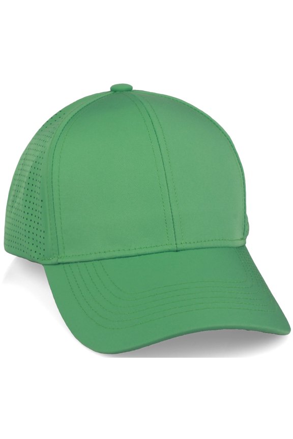Air Cool Tech Hat Ventilated Micro Holes Structured High Profile Baseball Cap, Green