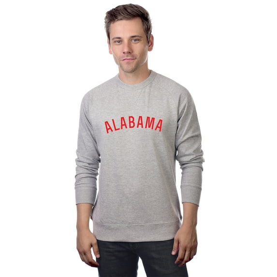 Daxton Alabama Sweatshirt Athletic Fit Pullover Crewneck French Terry Fabric, Hth Gray Sweatshirt Red Letters, M