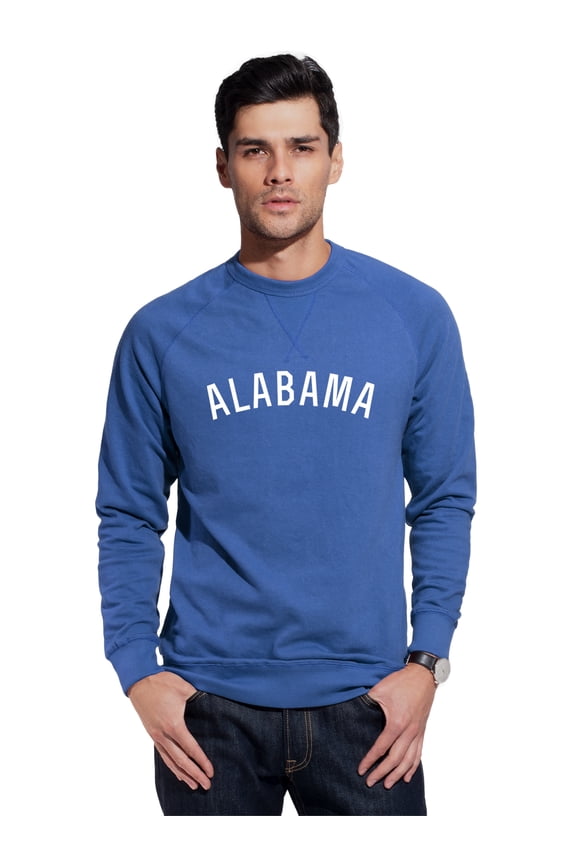 Alabama Sweatshirt Athletic Fit Pullover Crewneck French Terry Fabric, Slate Sweatshirt White Letters, S