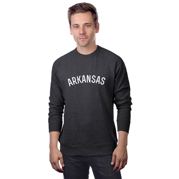 Daxton Arkansas Sweatshirt Athletic Fit Pullover Crewneck French Terry Fabric, Hth Chc Sweatshirt  White Letters, L