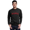 thumbnail image 1 of Daxton Atlanta Sweatshirt Athletic Fit Pullover Crewneck French Terry Fabric, Black Sweatshirt Red Letters, M, 1 of 3