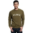 thumbnail image 1 of Daxton Atlanta Sweatshirt Athletic Fit Pullover Crewneck French Terry Fabric, Olive Sweatshirt White Letters, 1XL, 1 of 3