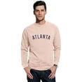 thumbnail image 1 of Daxton Atlanta Sweatshirt Athletic Fit Pullover Crewneck French Terry Fabric, Peach Sweatshirt Navy Letters, M, 1 of 3