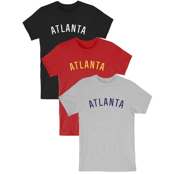 Daxton Atlanta Tshirt Premium Short Sleeves Basic Crew Neck Tee, 3Pk Black White, Red Gold, Hgray Navy, 1XL