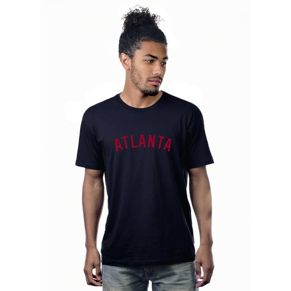 Daxton Atlanta Tshirt Premium Short Sleeves Basic Crew Neck Tee, Navy Red, X-Small