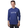 thumbnail image 1 of Daxton Austin Sweatshirt Athletic Fit Pullover Crewneck French Terry Fabric, Denim Sweatshirt  White Letters, 2XL, 1 of 3