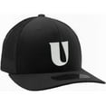 thumbnail image 1 of Daxton Baseball Trucker Hat 3D Capital Alphabet Letters Structured Mid Profile Cap, Black Hat, White Letter U, 1 of 2