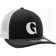 thumbnail image 1 of Daxton Baseball Trucker Hat 3D Capital Alphabet Letters Structured Mid Profile Cap, Black White Hat, White Letter G, 1 of 2