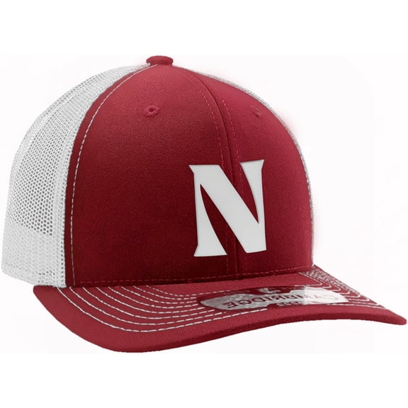 Daxton Baseball Trucker Hat 3D Capital Alphabet Letters Structured Mid Profile Cap, Burgundy White Hat, White Letter N