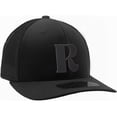 thumbnail image 1 of Daxton Baseball Trucker Hat 3D Capital Alphabet Letters Structured Mid Profile Cap, Monotone Black Hat, Black Letter R, 1 of 2