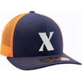 thumbnail image 1 of Daxton Baseball Trucker Hat 3D Capital Alphabet Letters Structured Mid Profile Cap, Navy Orange Hat, White Letter X, 1 of 1