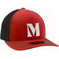 thumbnail image 1 of Daxton Baseball Trucker Hat 3D Capital Alphabet Letters Structured Mid Profile Cap, Red Black Hat, White Letter M, 1 of 2