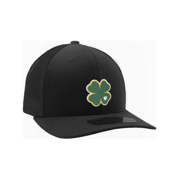 Daxton Baseball Trucker Hat St. Patrick Day 3D Lucky Clover Structured Mid Profile Cap, Clover Black Black Hat
