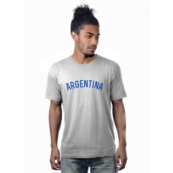Daxton Basic Unisex Premium Crew Neck Short Sleeve Argentina T-Shirt, HthGrey Royal,X-Small