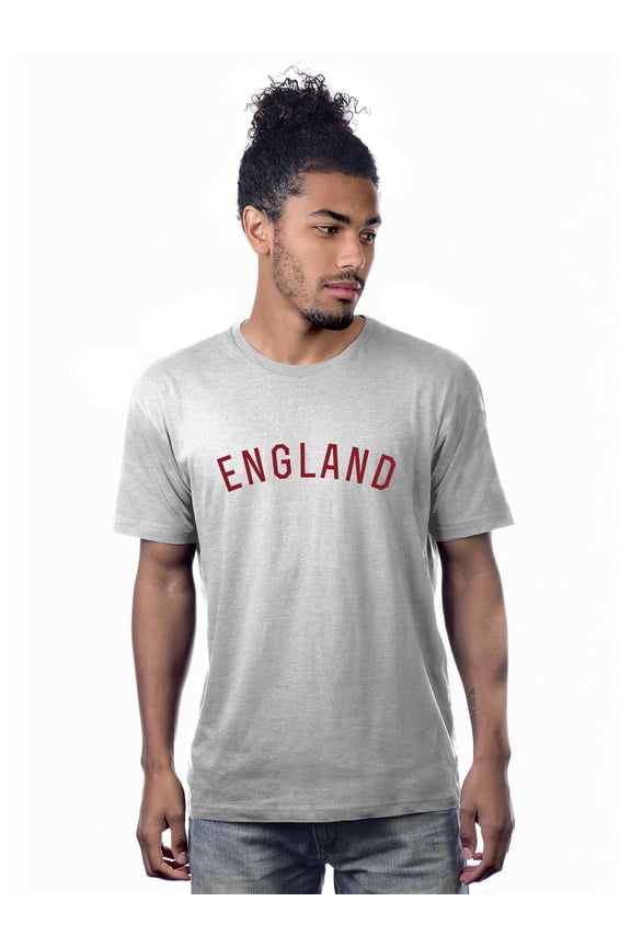 Basic Unisex Premium Crew Neck Short Sleeve England T-Shirt, HthGrey Red-X-Large
