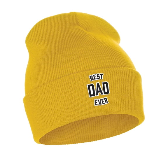 Daxton Best Dad Ever Cuffed Beanie Winter Knit Hat Skully Cap, Gold Beanie